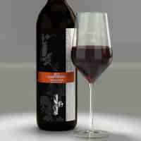 A pour of 2022 Barbera Reserve with label shown on bottle